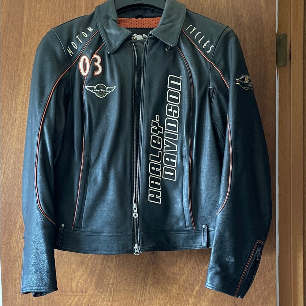 Harley-Davidson Black and Orange Leather Jacket